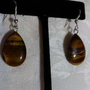 NWT-LOWEST$ TIGER'S EYE / 925 EARRINGS.